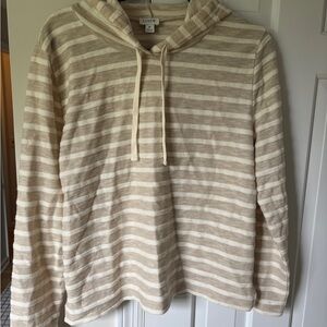 J. Crew Beige and Cream Striped Hoodie